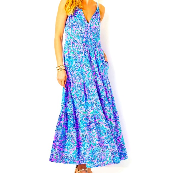 Lilly Pulitzer Dresses & Skirts - NWT Lilly Pulitzer Maribella Halter Maxi Dress Lilac Rose We Mermaid It L XL XXL